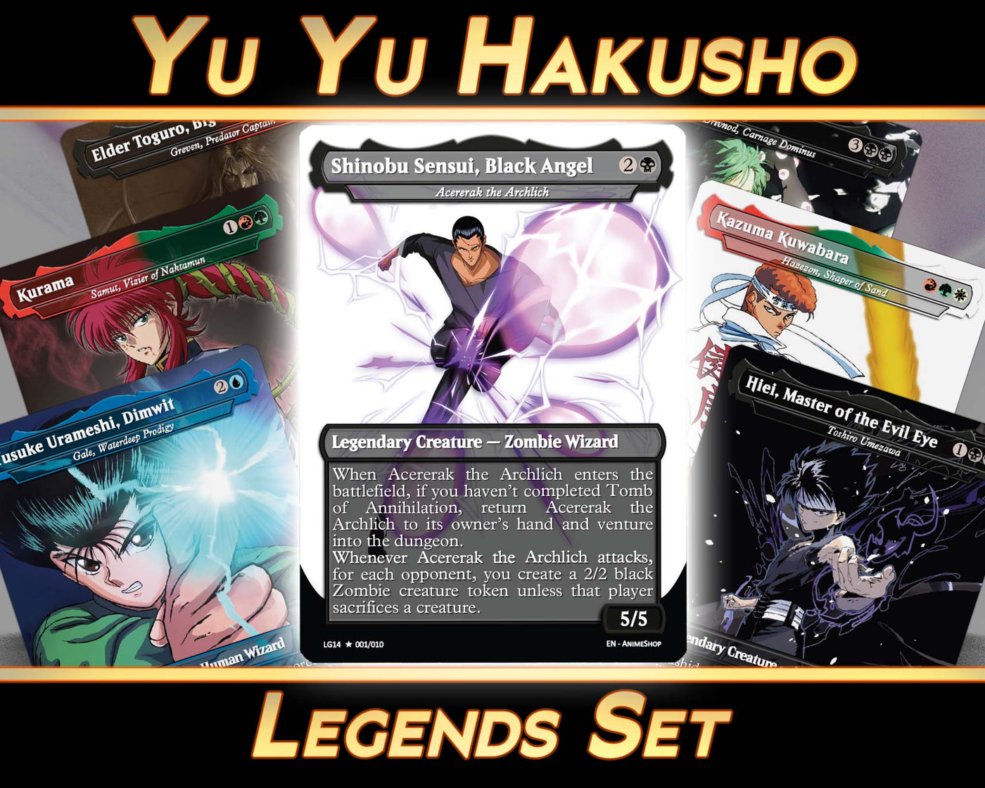 Yu Yu Hakusho - Legends Set (10 Cards + 2 Bonus Cards) | MTG Proxies | Premium Custom Cards