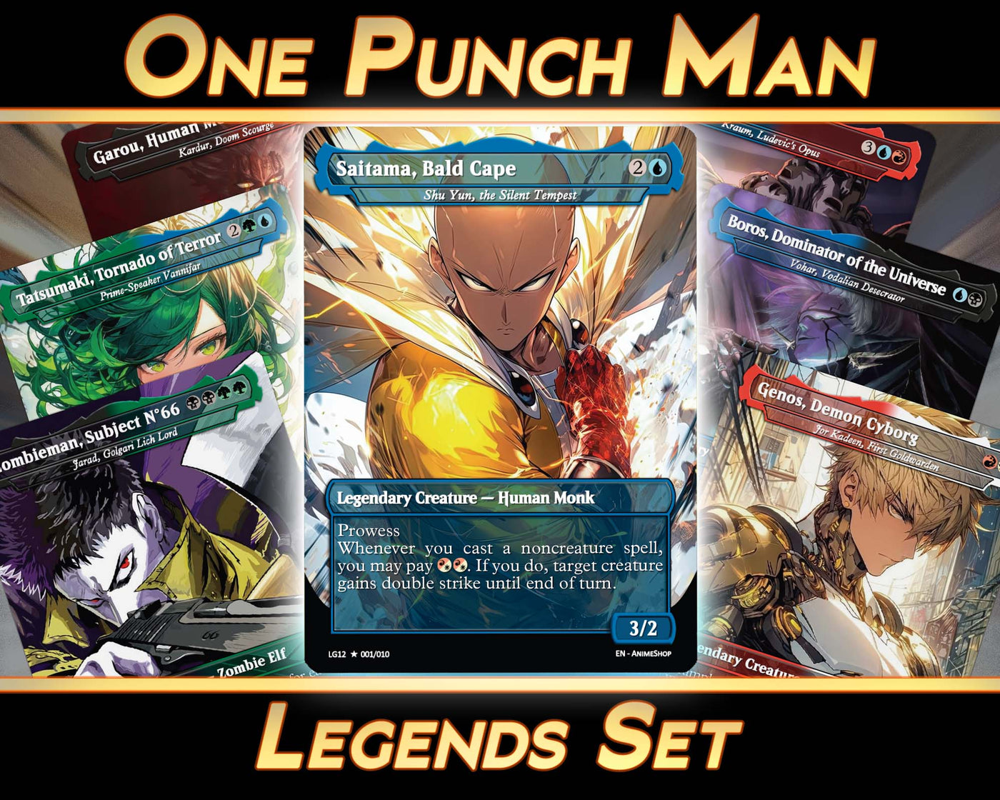 One Punch Man - Legends Set (10 Cards + 2 Bonus Cards) | MTG Proxies | Premium Custom Cards