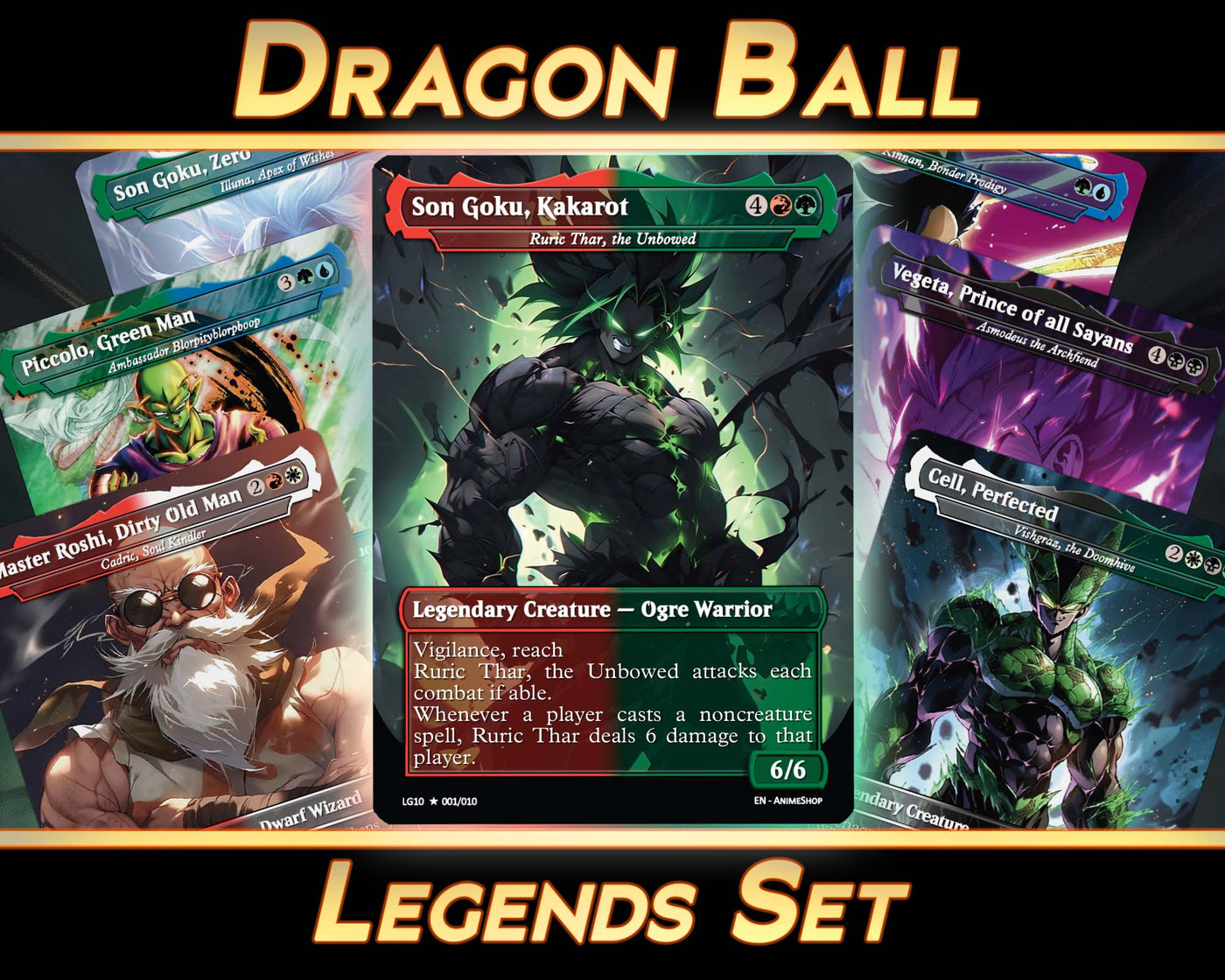 Dragon Ball - Legends Set (10 Cards + 2 Bonus Cards) | MTG Proxies | Premium Custom Cards