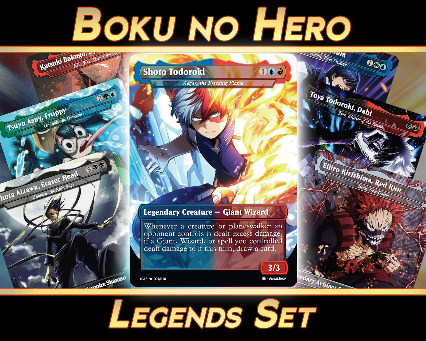 Boku no Hero - Legends Set (10 Cards + 2 Bonus Cards) | MTG Proxies | Premium Custom Cards