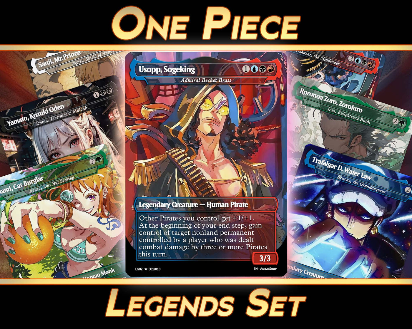 One Piece - Legends Set (10 Cards + 2 Bonus Cards) | MTG Proxies | Premium Custom Cards