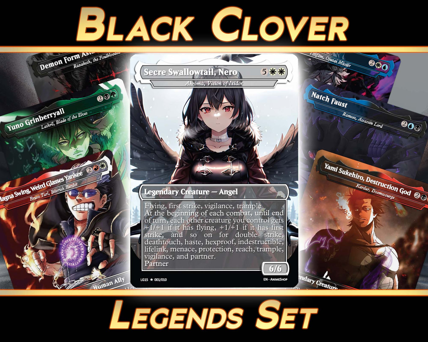 Black Clover - Legends Set (10 Cards + 2 Bonus Cards) | MTG Proxies | Premium Custom Cards