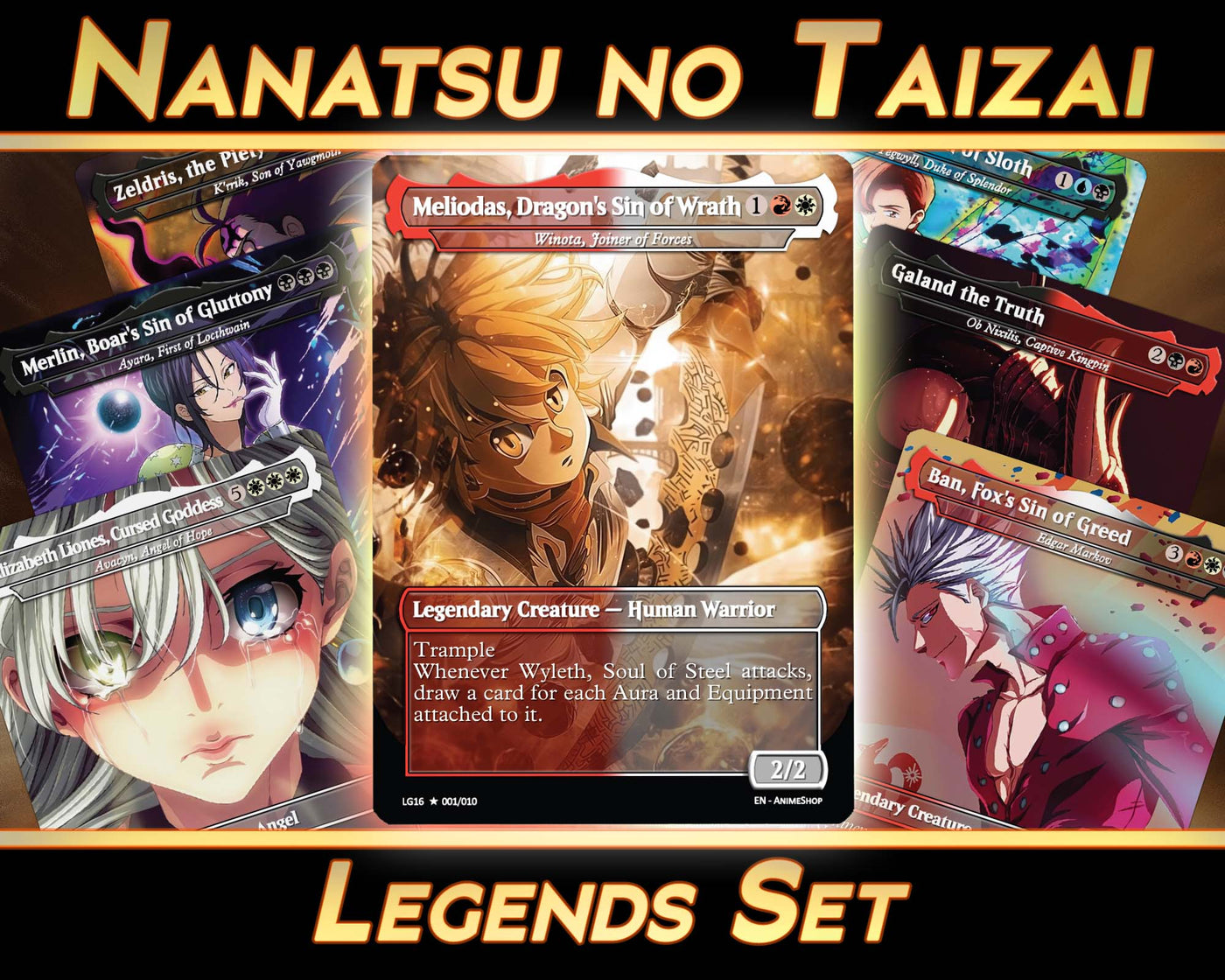 Nanatsu no Taizai - Legends Set (10 Cards + 2 Bonus Cards) | MTG Proxies | Premium Custom Cards