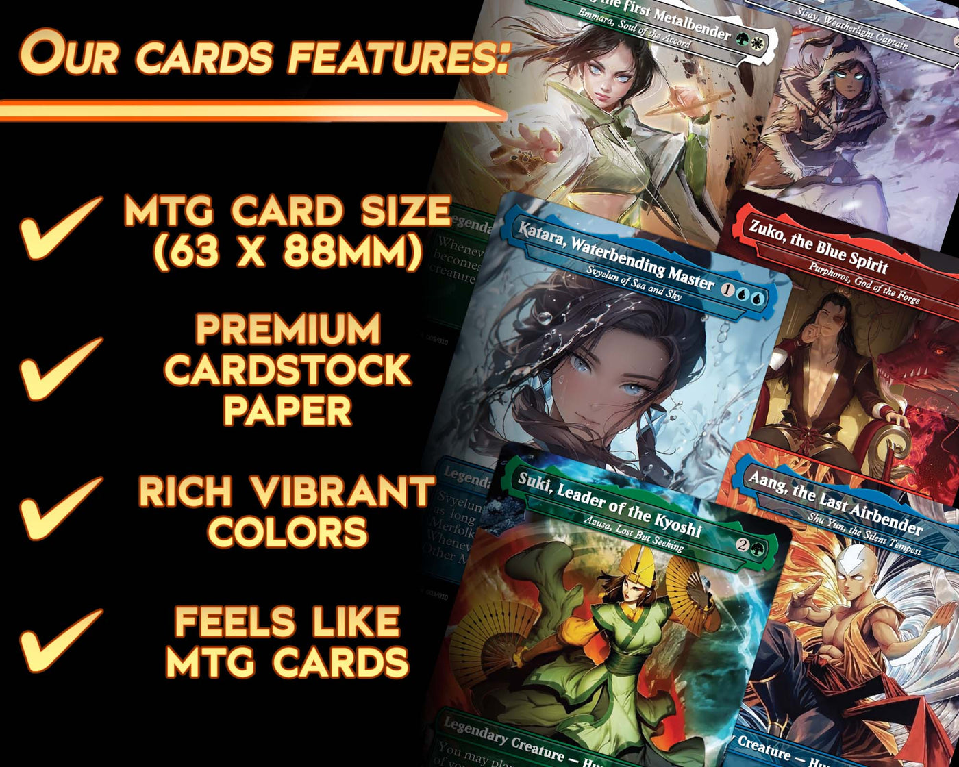 Avatar - Legends Set (10 Cards + 2 Bonus Cards) | MTG Proxies | Premium Custom Cards