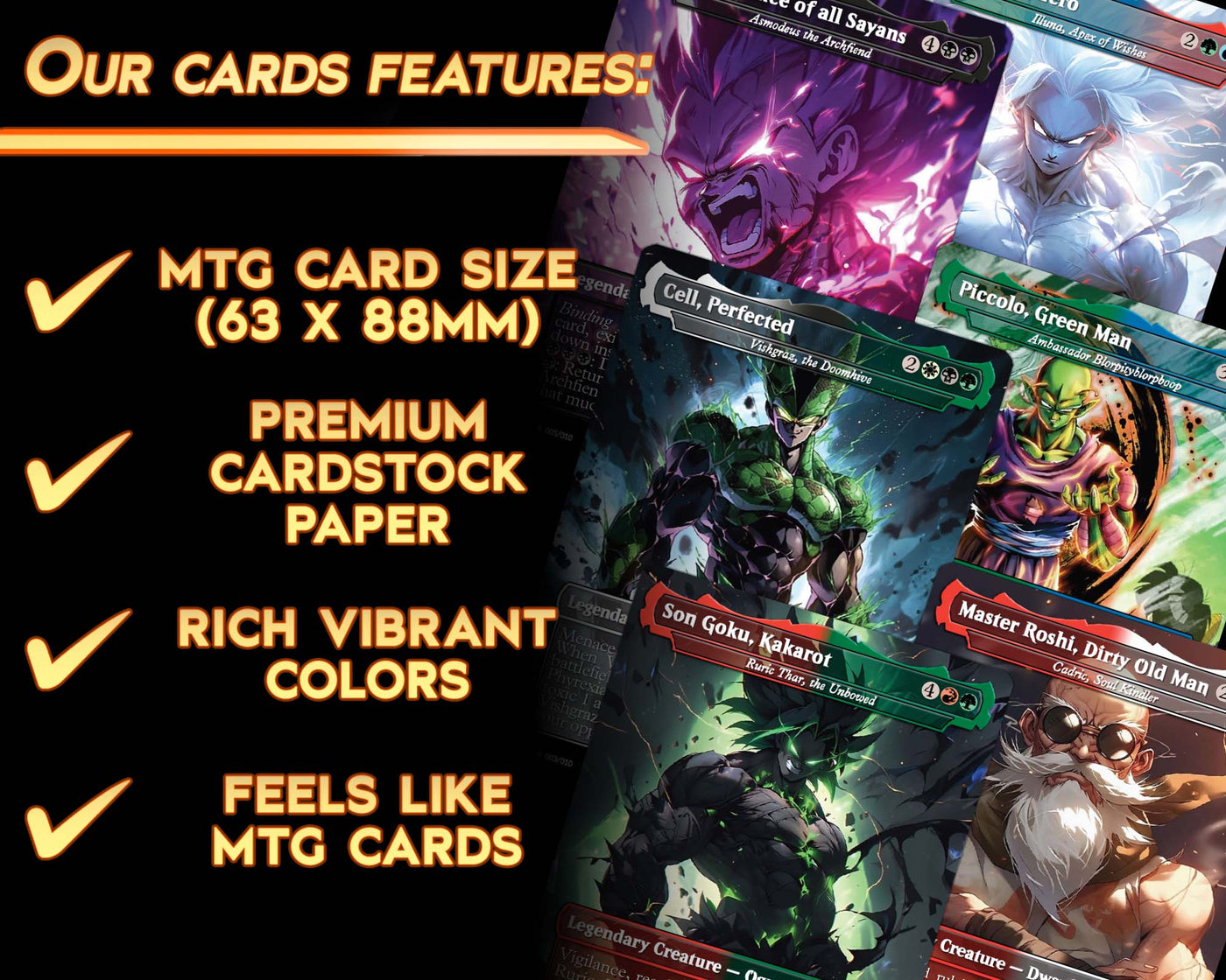 Dragon Ball - Legends Set (10 Cards + 2 Bonus Cards) | MTG Proxies | Premium Custom Cards