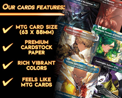 One Punch Man - Legends Set (10 Cards + 2 Bonus Cards) | MTG Proxies | Premium Custom Cards