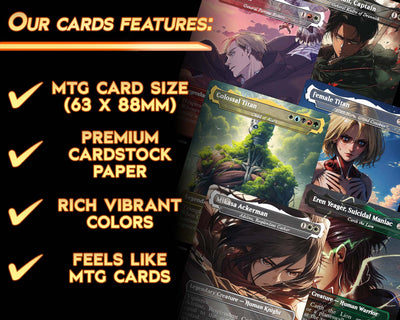 Attack on Titan - Legends Set (10 Cards + 2 Bonus Cards) | MTG Proxies | Premium Custom Cards